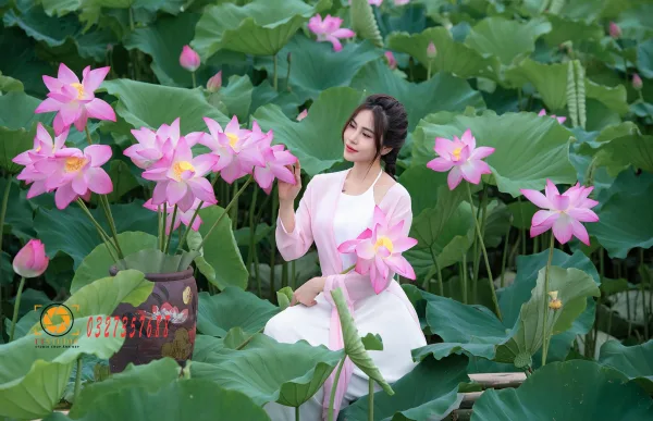Ảnh sen với áo dài tứ thân