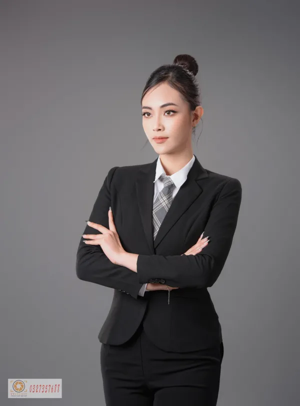 Ảnh nữ doanh nhân mặc vest đen đẹp
