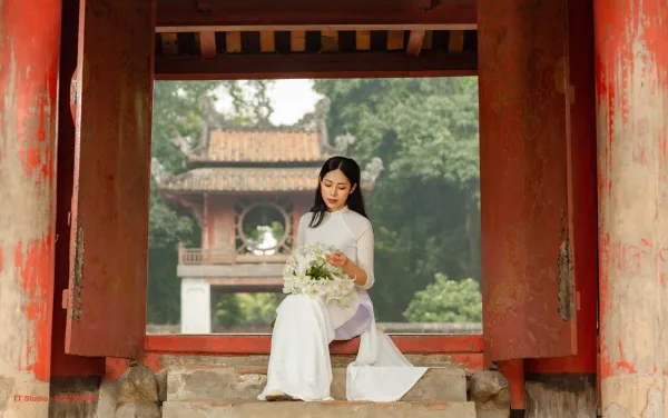 Ảnh áo dài ở văn miếu
