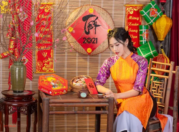 Chụp ảnh áo dài cách tân tết