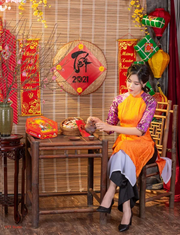 Chụp ảnh áo dài cách tân tết