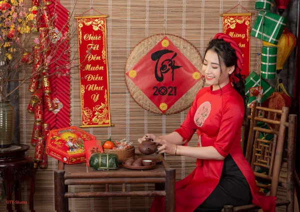 Chụp ảnh áo dài cách tân tết