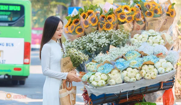 Hình ảnh xe hoa mùa thu Hà Nội